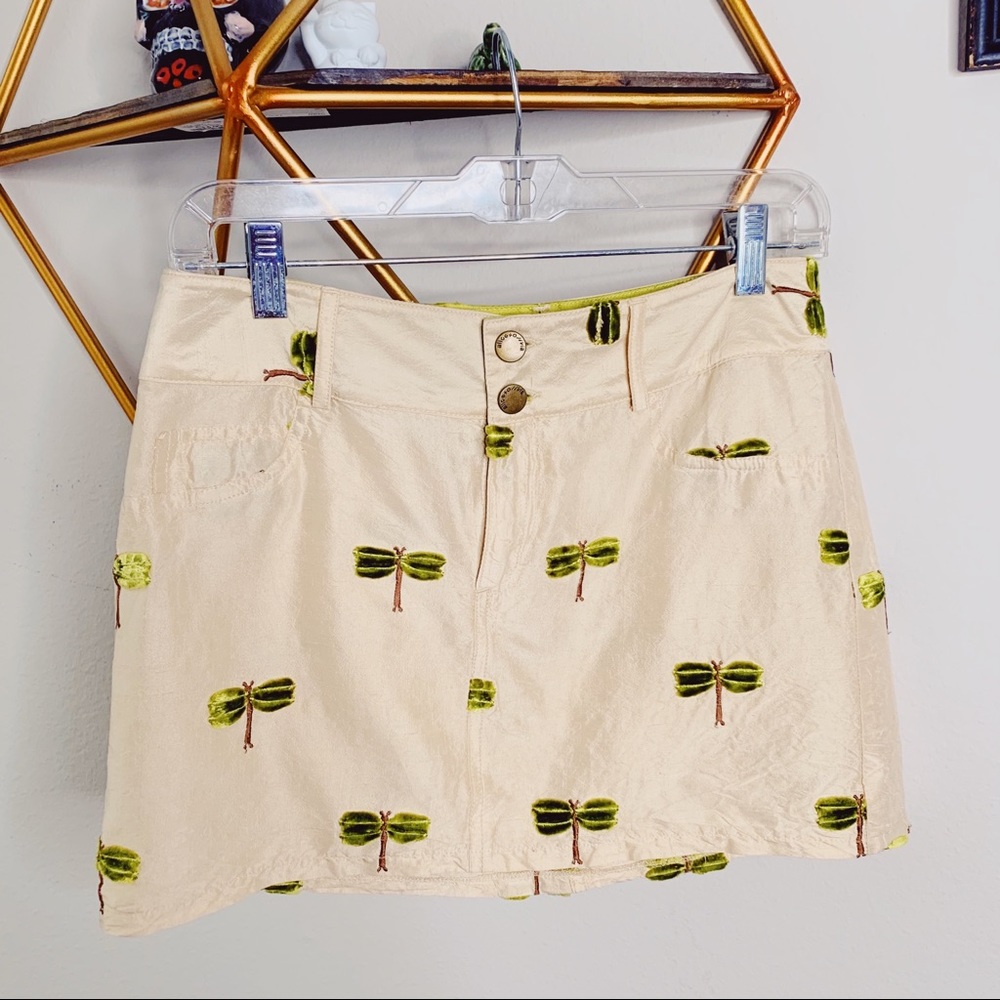 Alice + Olivia 100%silk mini dragonfly skirt L1400
